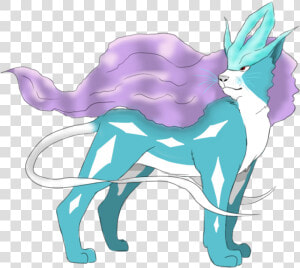 Suicune Is A Slim  Quadruped  Blue  Mammalian Pokémon   Illustration  HD Png Download