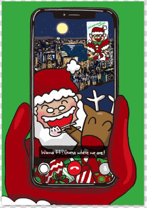 Hong Kong Christmas Card Santa Facetime   Cartoon  HD Png Download