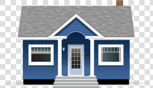 Dark Blue Bungalow House With Grey Roof And White Trim   Dark Blue Houses With Grey Trim  HD Png Download