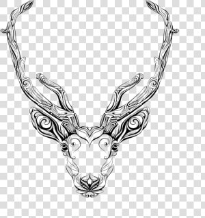 Collection Of Free Antelope Drawing Antler Download   圖騰 動物 設計  HD Png Download