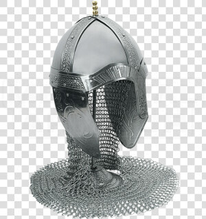 Medieval Norman Helm With Aventail   Medieval Helmet With Chainmail  HD Png Download