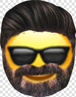  barba  cool  genial  lentes  emoji  cabello   Emoticon Com Barba  HD Png Download