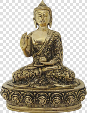 Brass Antique Blessing Buddha Statue  5 X 10 Inch    Gautama Buddha  HD Png Download