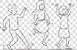 Back Three People Walking Strangely In Group Initiative   Drawing Of 3 People Walking  HD Png Download