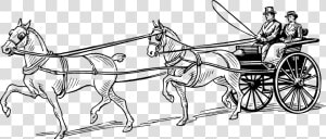 Tandem Carriage Clip Arts   Horse Drawn Carriage Coloring Pages  HD Png Download