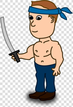 Clipart Sword Comic   Cartoon Character With A Sword  HD Png Download