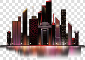  mq  town  city  silhouette  night  nightlife  nightsky   Colorful Buildings Transparent Background  HD Png Download