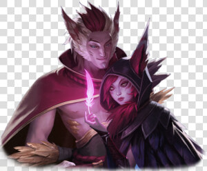 Anime fictional Character cg Artwork illustration   Xayah And Rakan Kiss  HD Png Download