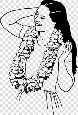 Woman Wearing A Lei Clip Arts   Hawaiian Lei Drawing  HD Png Download