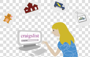 Woman Using Craigslist   Craigslist Inc   HD Png Download