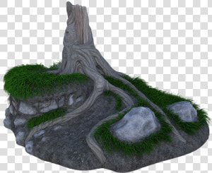 Tree Trunk  Rocks  Stump  Forest  Grass  Dirt   Grass  HD Png Download