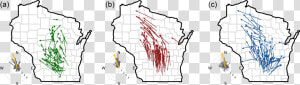 Three Maps Of Wisconsin Depicting Range Shifts Of Understory   Illustration  HD Png Download