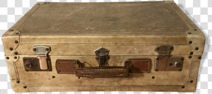 Vintage Parchment Beige And Leather Suitcase Src   Trunk  HD Png Download