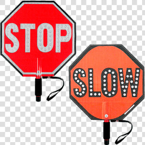 Paddle Stop Slow Flashing Led Hand Held Sign 18 Inch   Stop Sign  HD Png Download