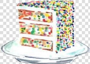  watercolor  cake  slice  birthday  confetti  sprinkles  HD Png Download