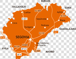 Pueblos De Segovia Mapa   Sierra De Guadarrama Map  HD Png Download