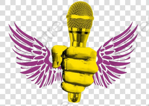 Microphone Png Cartoon Golden In Hand Clipart   Golden Mic In Hand  Transparent Png