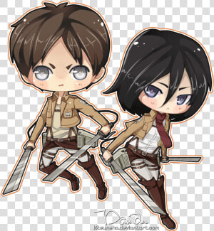 Eren And Mikasa Chibi   Png Download  Transparent Png