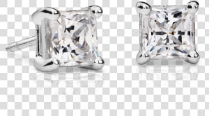 Princess Cut Diamond Studs   Earring  HD Png Download