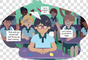 Boy Looking Sad As He Sits At His School Desk While   Comics About Bullying  HD Png Download