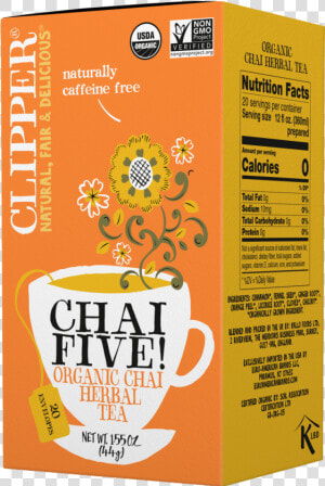 Chai Five Organic Herbal Tea   Clipper Strawberry Fields Tea  HD Png Download