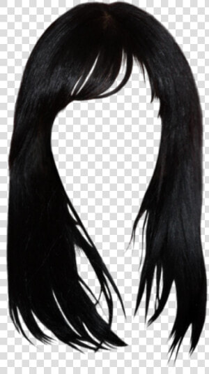 Black Hair Brown Hair Bangs Hairstyle   Black Wig Transparent Background  HD Png Download