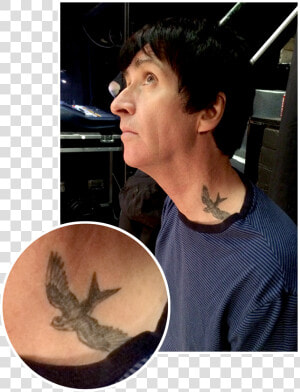 It S Unclear Exactly What Johnny S Swallow Tattoo Means   Johnny Marr Swallow Tattoo  HD Png Download