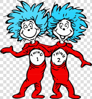 A Picture Of Dr Sesuss Thing 1 And Thing 2 Thinking   Dr Seuss Clip Art  HD Png Download