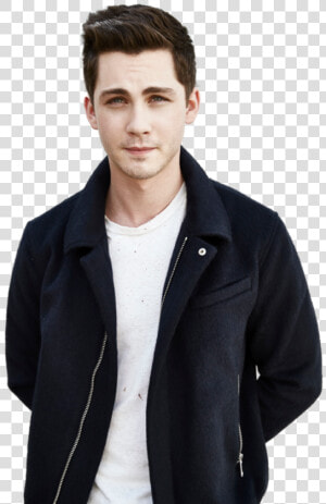 Wear top white collar Hair pocket jaw zipper   Logan Lerman Png  Transparent Png