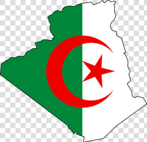 Algeria Flag Map Large Map   Algerian Flag And Map  HD Png Download