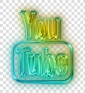 Youtube Logo 2010 Neon Led Blue Green Yellow Freetoedit   Blue Green Youtube Logo  HD Png Download