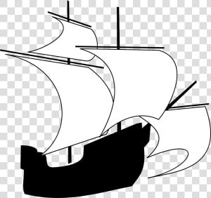 Sail Ship Masts Outline   Ship 2 Sails Outline  HD Png Download