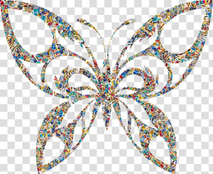 Iridescent Psychedelic Tribal Butterfly Silhouette  HD Png Download