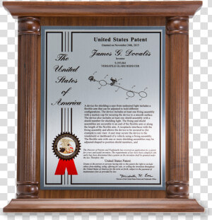 Pillar Series Patent Plaque Solid Walnut Silver Front   Memorial  HD Png Download