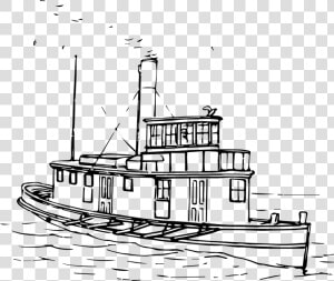 Boat Transportation Tug Free Picture   Houseboat Clipart Black And White  HD Png Download