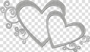 Black And White Double Heart Clipart Jpg Freeuse Double   25th Wedding Anniversary Clipart  HD Png Download