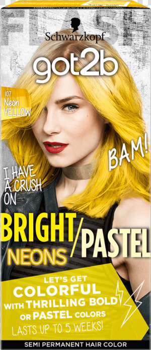 Got2b Color Com Bright Pastel Neons 107 Neon Yellow   Got2b Hair Dye 5 Weeks Neon  HD Png Download