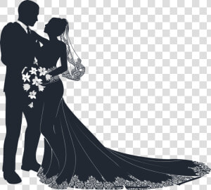 Wedding Dress Clipart Wedding Ceremony   Bride And Groom Silhouette  HD Png Download