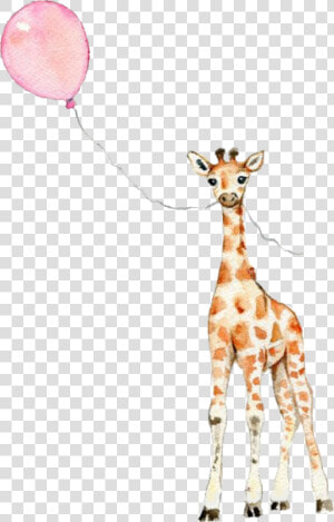  cute  adorable  giraffe  balloon 💜💜💜💜💖  scgiraffe   Giraffe With Balloon Painting  HD Png Download