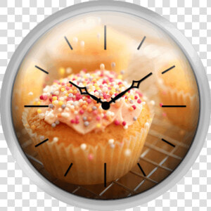 Sprinkles Falling On Frosted Cupcake   Wall Clock  HD Png Download