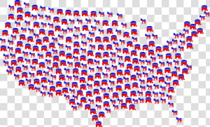 Democrats  Republicans  Donkey  Elephant  Gop  Symbol   Popular Vote 2016 Electoral Map  HD Png Download