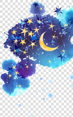 Painted Sky Night Star Moon Png Free Photo Clipart   Moon And Star Border Design  Transparent Png