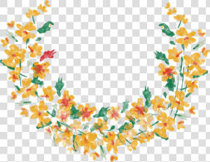 Flower Yellow Watercolor Vector Half Floral Border   Yellow Flower Wreath Png  Transparent Png