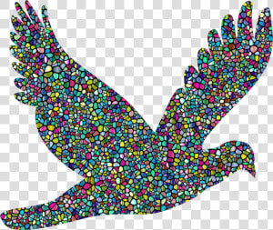 Polyprismatic Tiled Flying Dove Silhouette With Background   Flying Dove Silhouette Png  Transparent Png