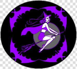 Flying Witchy Moon Blk1 Small   Circle  HD Png Download