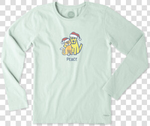 Women S Peace Cat Dog Long Sleeve Crusher Tee   Long sleeved T shirt  HD Png Download