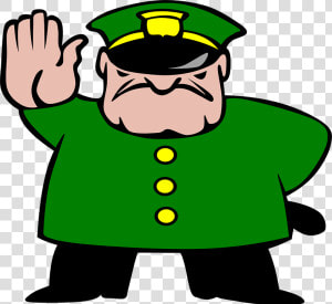 Police  Man  Stop  Strict  Stick  Angry  Hat  Green   Stop Clipart  HD Png Download