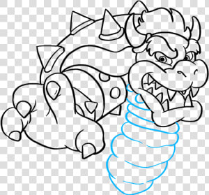 How To Draw Bowser From Super Mario Bros   Bowser Mario World Drawing  HD Png Download