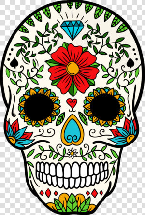 Day Of The Dead Skeleton Skull Clipart   Png Download   Day Of The Dead Skull Artwork  Transparent Png