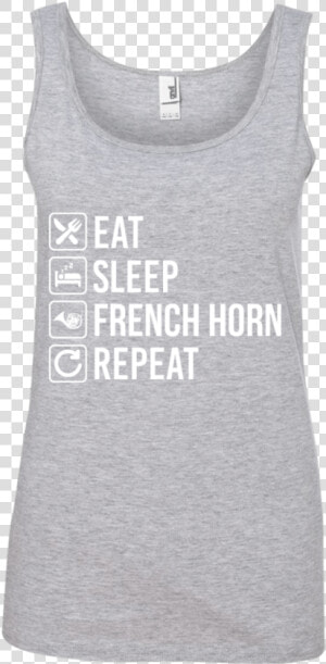 French Horn Eat Sleep Repeat Ladies   Active Tank  HD Png Download